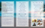 Ocean Beach Footprints Sand Trifold Funeral Program Print