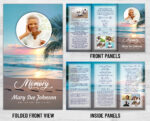 Ocean Beach Footprints Sand Trifold Funeral Program Print