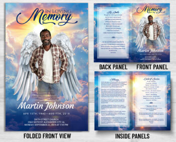 Stairway To Heaven Angel Wings Funeral Memorial Program Prints
