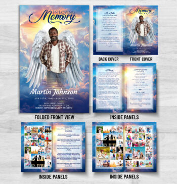 Stairway To Heaven Angel Wings Funeral Memorial Program Prints