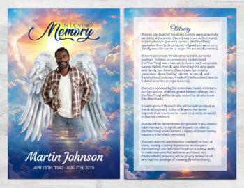 Stairs To Heaven Angel Wings Memorial Funeral Memorial No-Fold Print