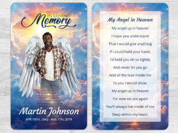 Stairs To Heaven Angel Wings Memorial Funeral Memorial Card Print