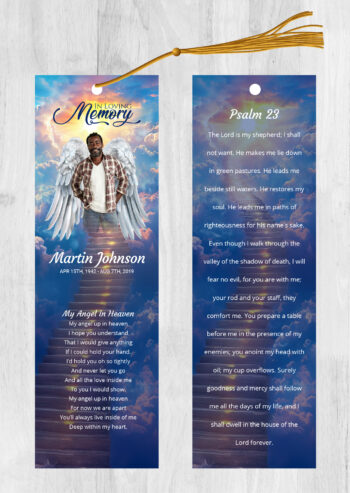 Stairs To Heaven Angel Wings Memorial Funeral Memorial Bookmark Print
