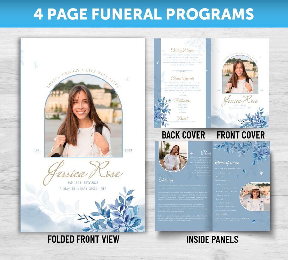 4 Page Folded Funeral Program Prints