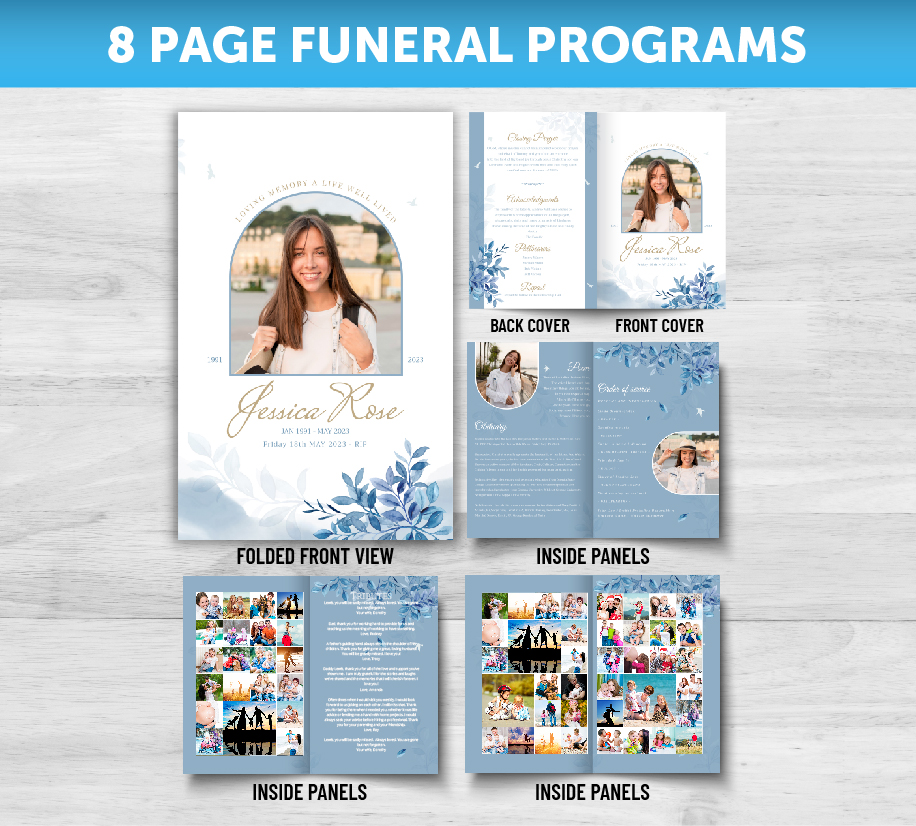 8 Page Folded Funeral Program Prints