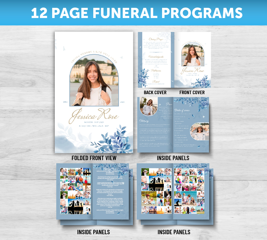 12 Page Folded Funeral Program Prints