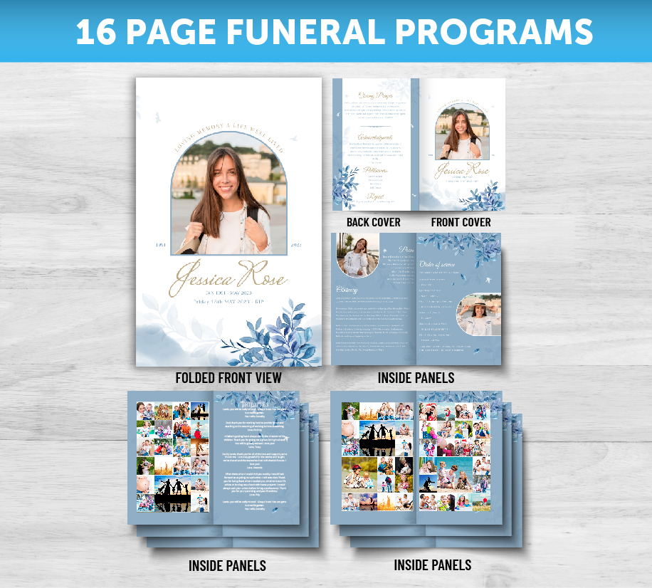 16 Page Folded Funeral Program Prints