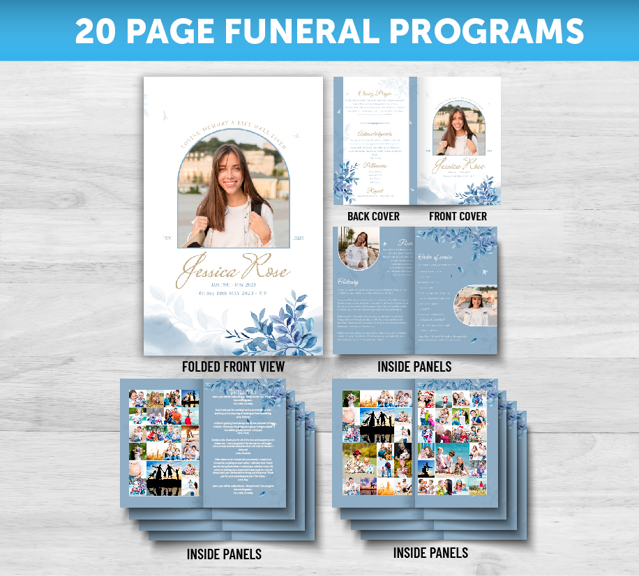 20 Page Folded Funeral Program Prints