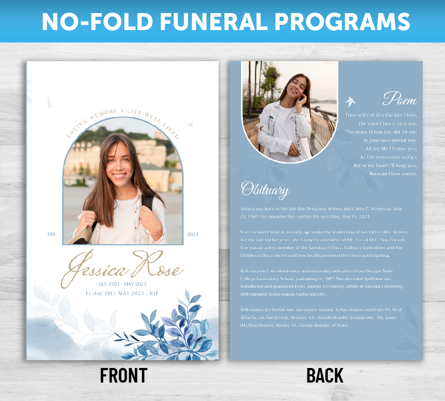 No-Fold Funeral Program Prints