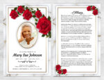 Red Roses Funeral Program Prints Next Day Overnight