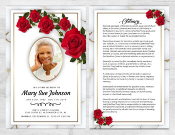 Red Roses Funeral Program Prints Next Day Overnight