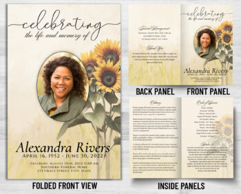 Sunflower Funeral Program Prints Next Day Overnight