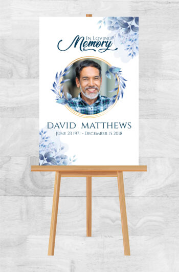 Blue Flowers Memorial Funeral Poster Print