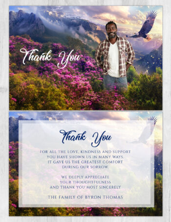 On Eagels Wings Folded Funeral Memorial Thank You Card Print