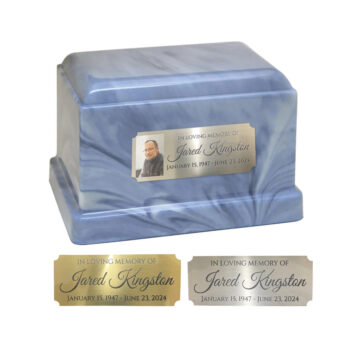 Cremation Urn with Metal Plaque