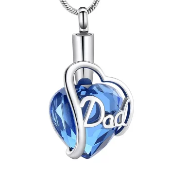 Blue Crystal Heart Dad Pendant Urn