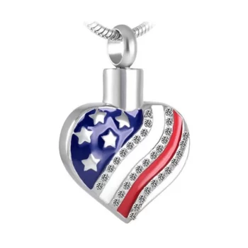 Heart American Flag Urn Necklace