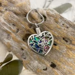 Owl on Abalone Heart Pendant Urn