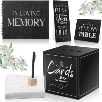 Guest book with share a memory card box