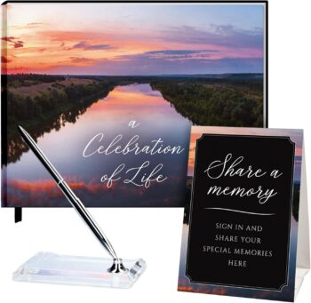 Guest Book with Table Sign, Pen and Holder