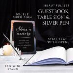 Guest Book with Table Sign, Pen and Holder