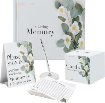 Guest Book, 60 Memory Cards, Pen, Table Sign & Card Box