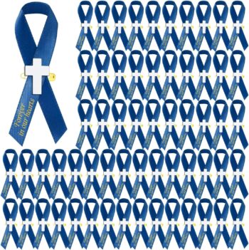 Blue Cross Funeral Ribbons (50qty) - 1018