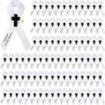 White Cross Funeral Ribbons (50qty) - 1019