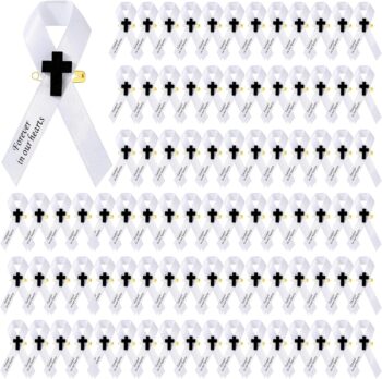 White Cross Funeral Ribbons (50qty) - 1019