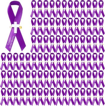 Purple Cross Funeral Ribbons (50qty) - 1020