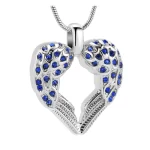 Winged Heart Blue Rhinestones Urn