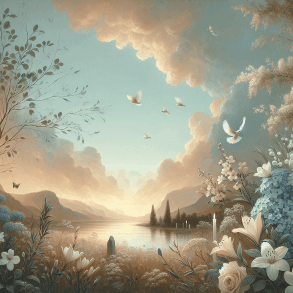 Healing through Remembrance: Exploring Angel, Nature, and Faith-Based Funeral Program Themes - peaceful and comforting visual