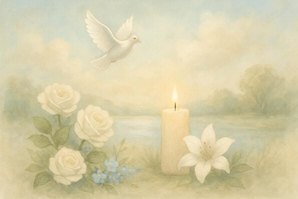 Examples of Tri-Fold Funeral Program Templates and Designs: Inspiration for a Loving Tribute - peaceful and comforting visual