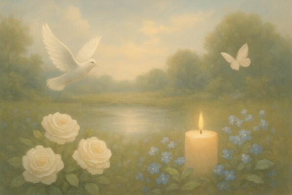 Short Memorial Quotes to Include on Funeral Cards: Brief Messages with Lasting Impact - peaceful and comforting visual