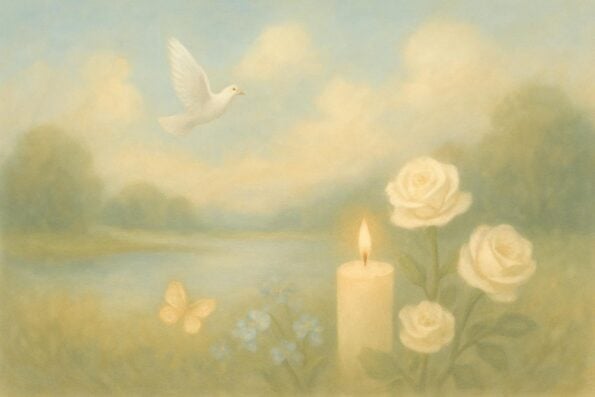Short Prayers for Funeral Program Covers and Front Pages: Creating a Gentle Welcome - peaceful and comforting visual